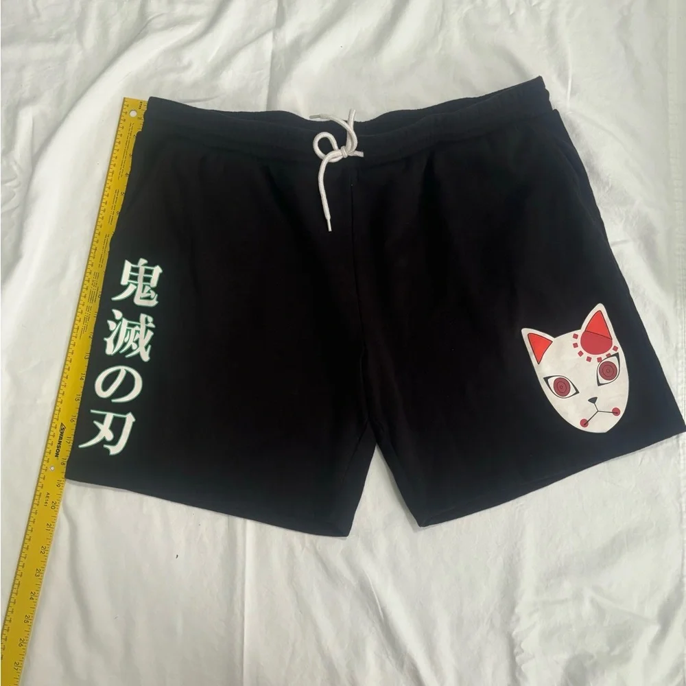 Demon Slayer Men’s Black Drawstring Graphic Shorts Size XXL 2XL (44/46)